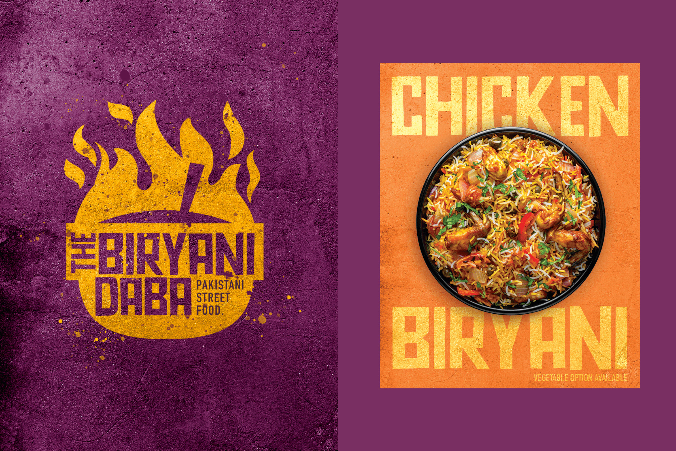 Biryani Daba brand identity and chicken biryani campaign artwork