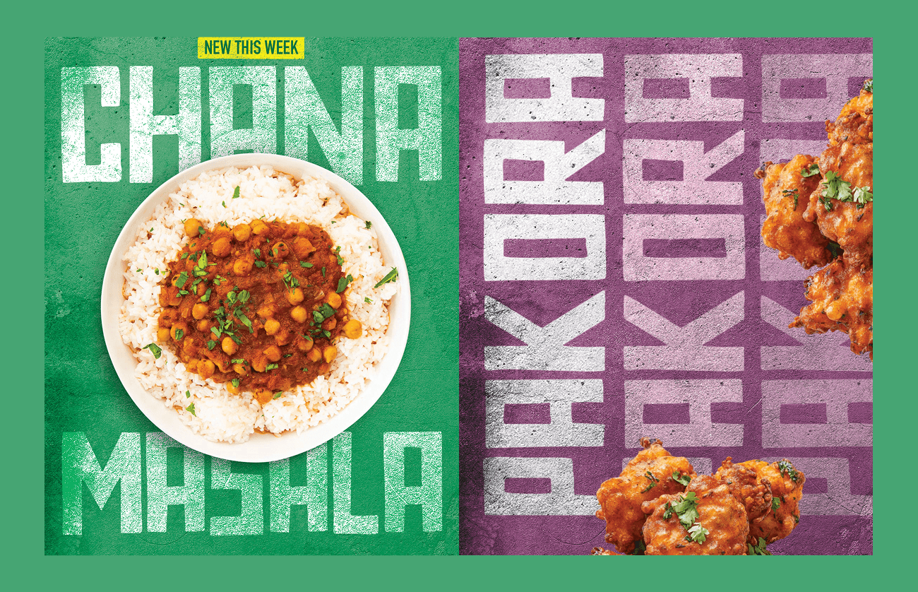 Biryani Daba chana masala and pakora campaign artwork