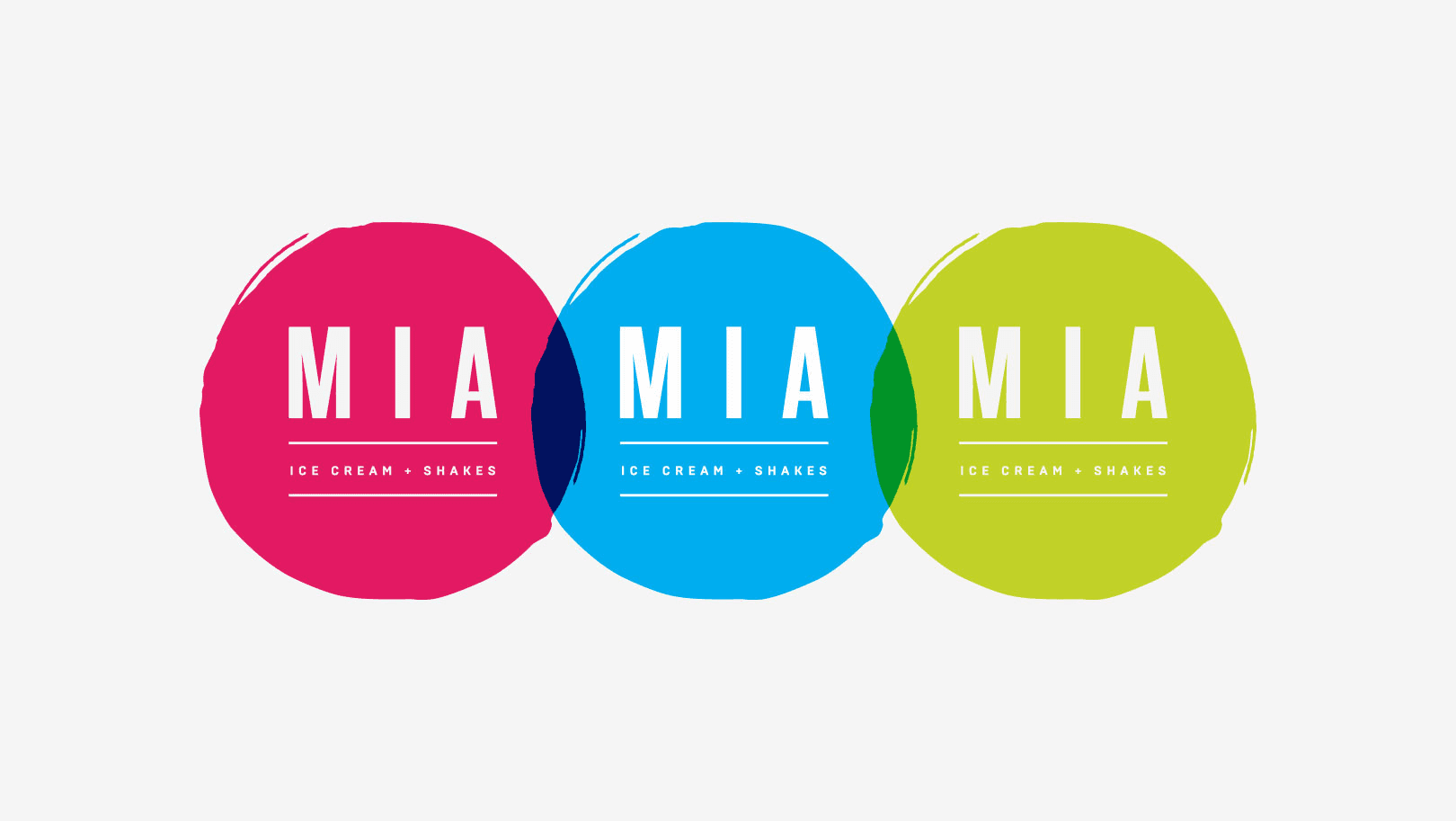 MiA Ice Cream logo with overlapping translucent colour circles