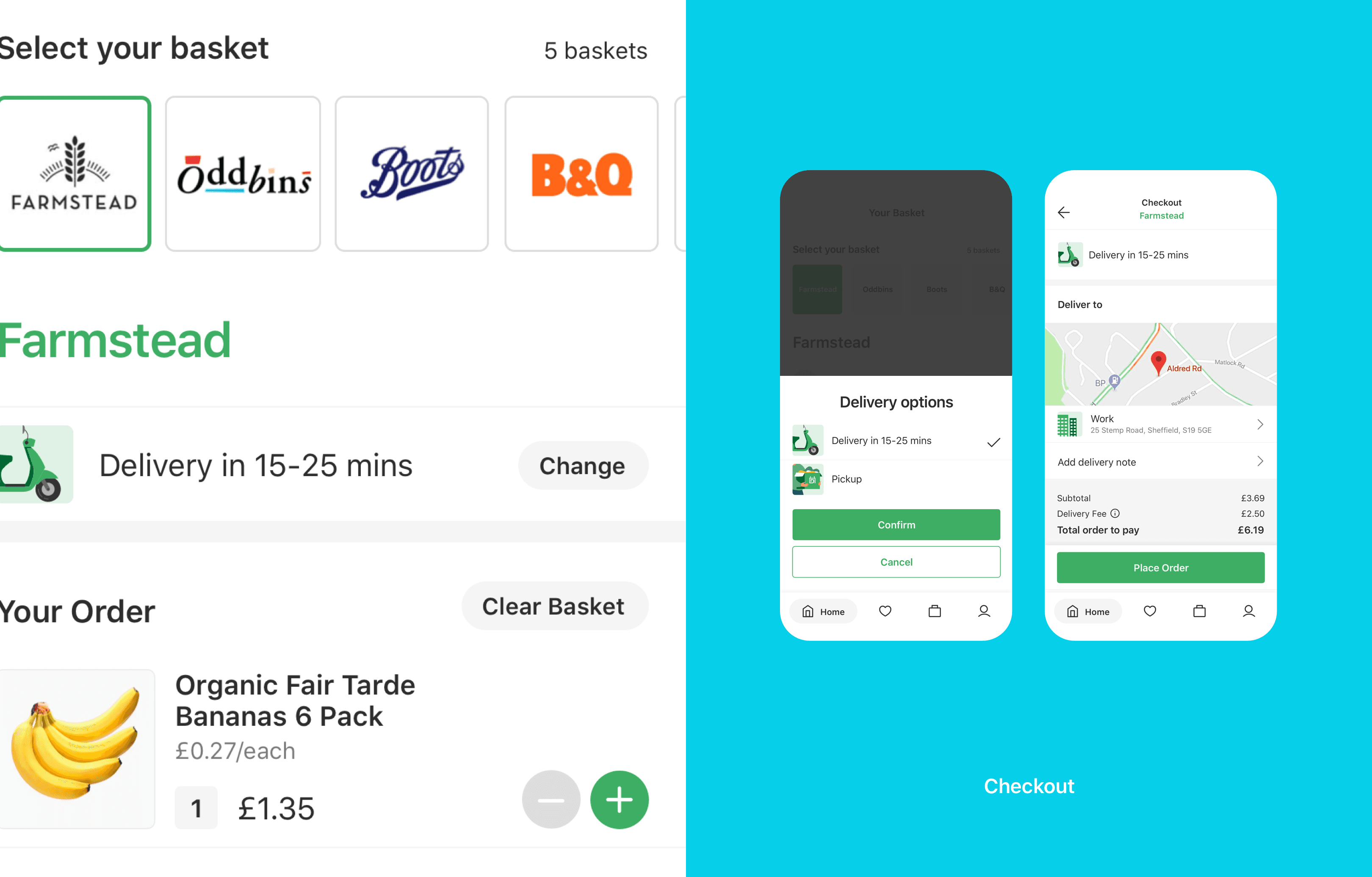 Delivery Drop unified basket with products from multiple retailers