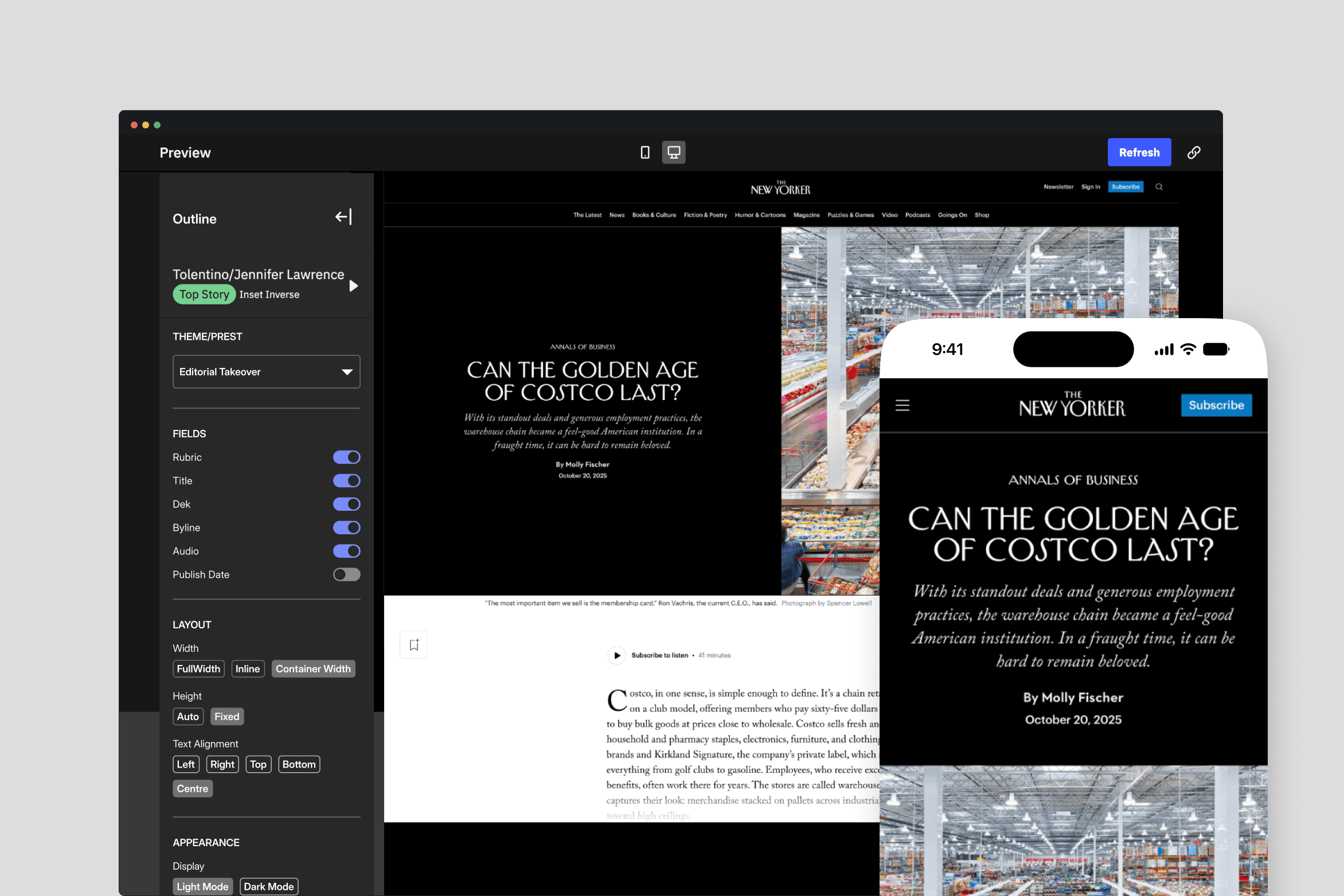 RTL editorial Copilot interface with Arabic mobile preview
