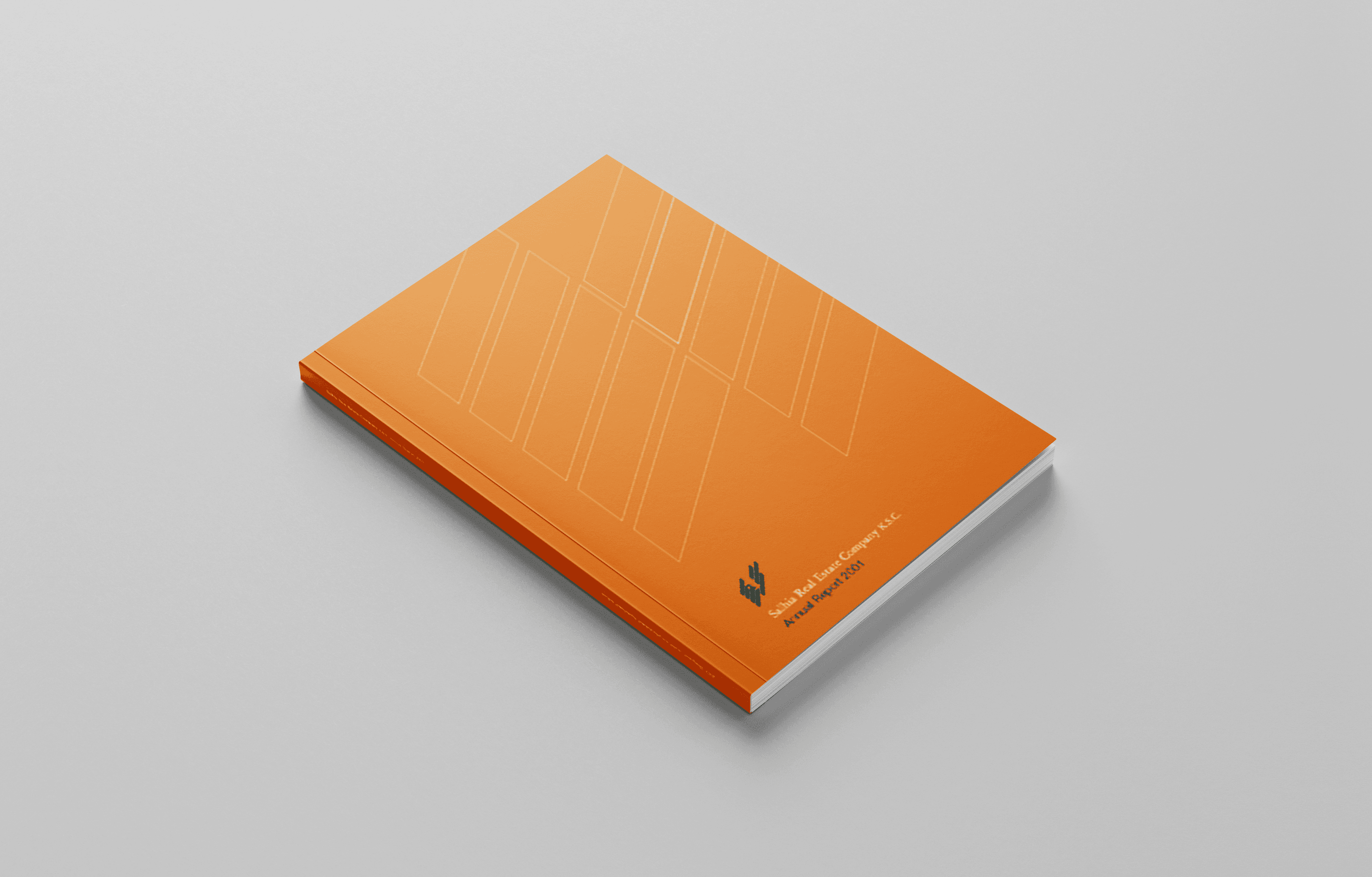 Closed textured orange annual report booklet