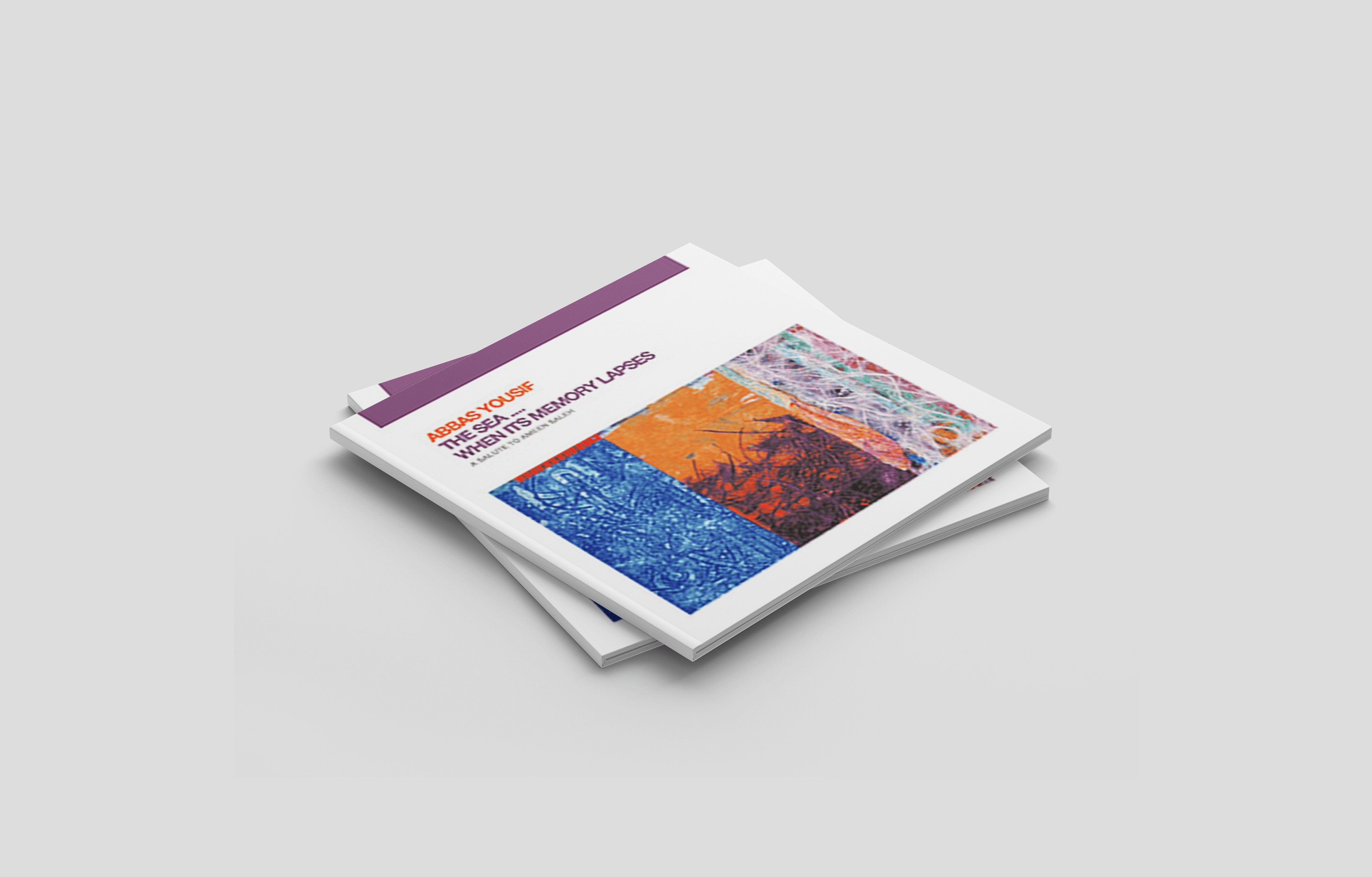 Stacked square exhibition booklets