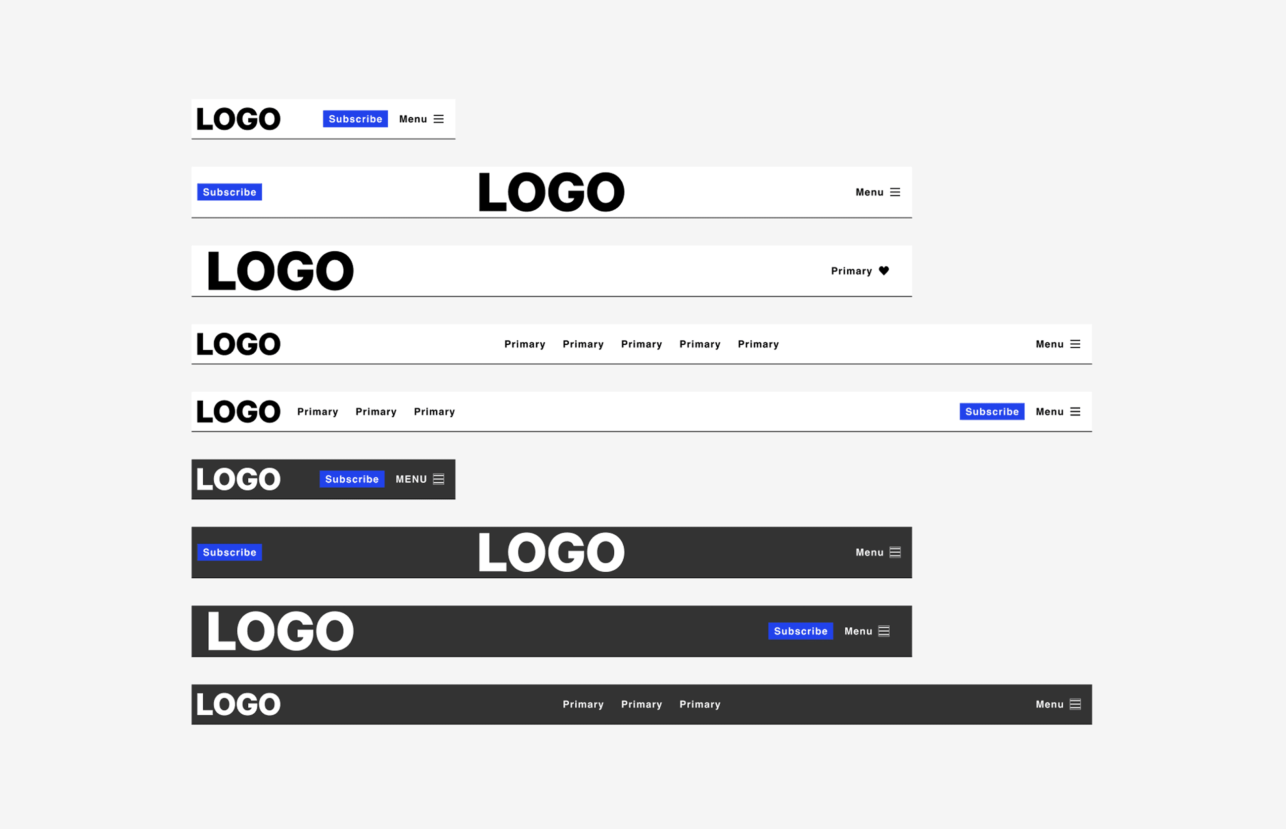 OneNav responsive navigation pattern variations
