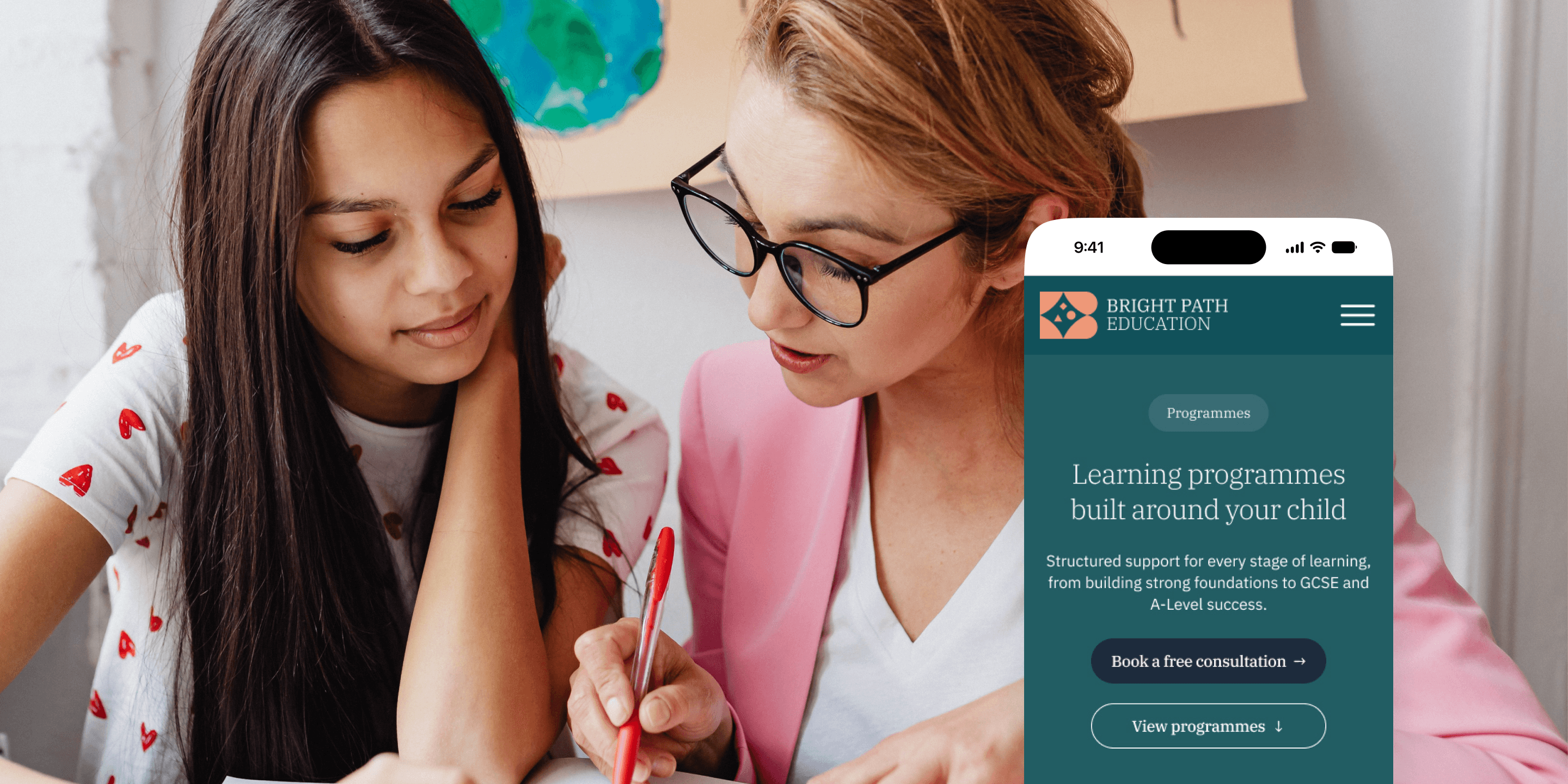 Bright Path Learning website homepage in a desktop browser mockup